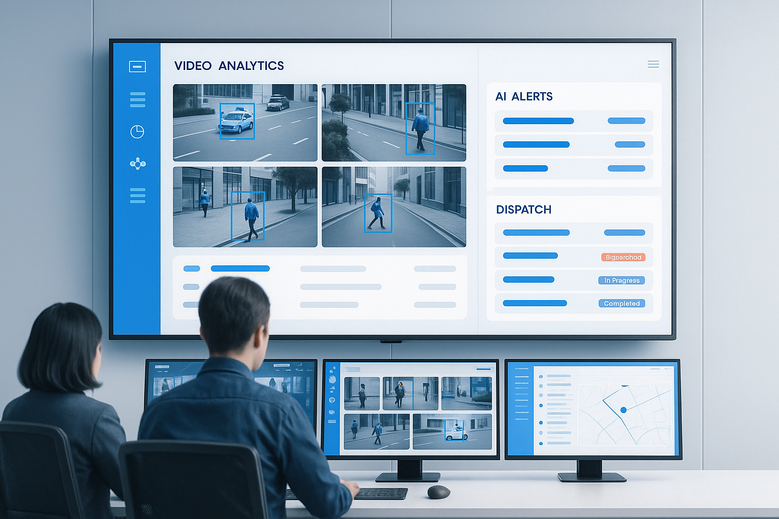 Panel de Video AI conectado con Emergency Dispatch NEXTOP